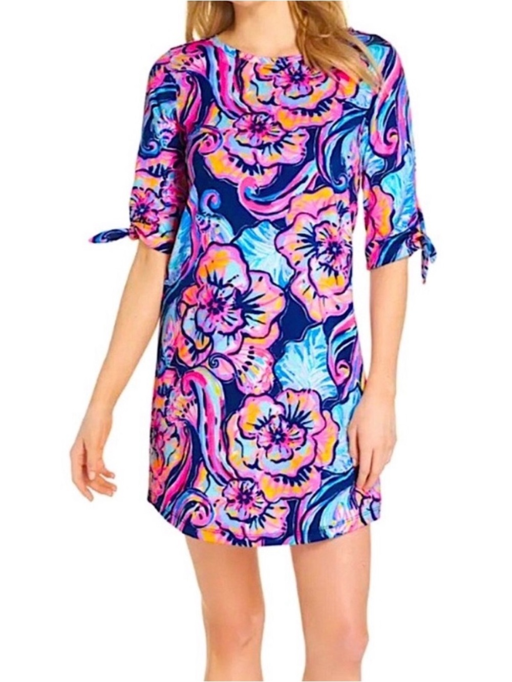 Lilly Pulitzer Preston Shift Dress, Nauti Navy Boho Bateau Print, Size XXS
